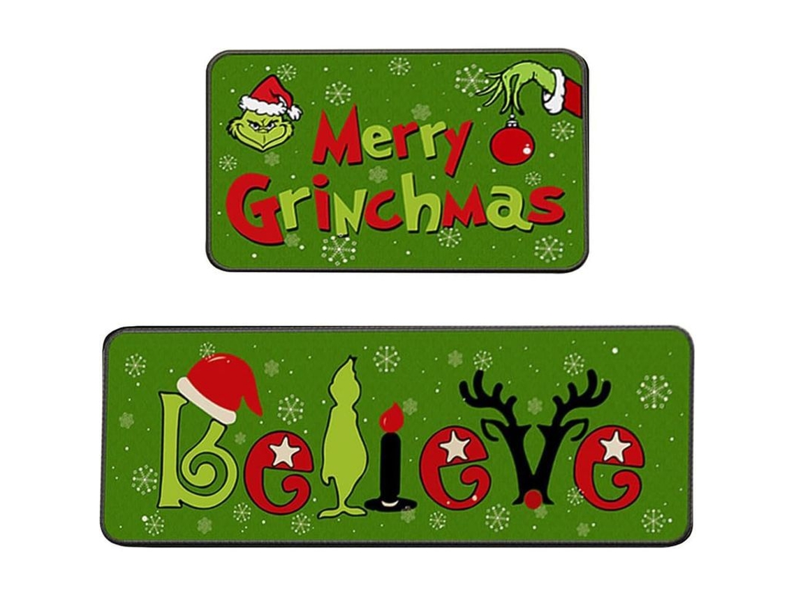 Set De Alfombras Navideñas Para Cocina Y Baño, Alfombras Lavables Decoración Navidad