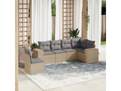 Conjunto de 6 sofás de jardín con cojines de mimbre beige Dkd Home Decor