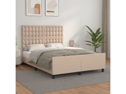 Estructura Cama Sin Colchón Cuero Sintético Capuchino 140x190cm