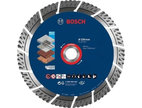Disco de Lija BOSCH Expert Multimaterial 230x22,23x2,4x15 mm para Amoladoras Grees con Tuerca de Bloqueo