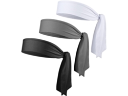 Faixa Para Cabeça - 3 Conjuntos - Faixa Absorvente Elástica - Faixa Frontal - Ajustável - Branco/cinza/preto