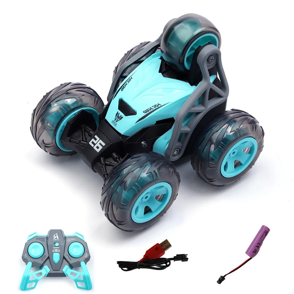Coche acrobático teledirigido, con rotación y giro de 360 grados, camión volquete MDUG (azul)