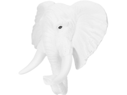 Escultura Pared Decoración Cabeza Elefante Textura Especial Resina Blanca Fácil Colgar Acabado Delicado Salas