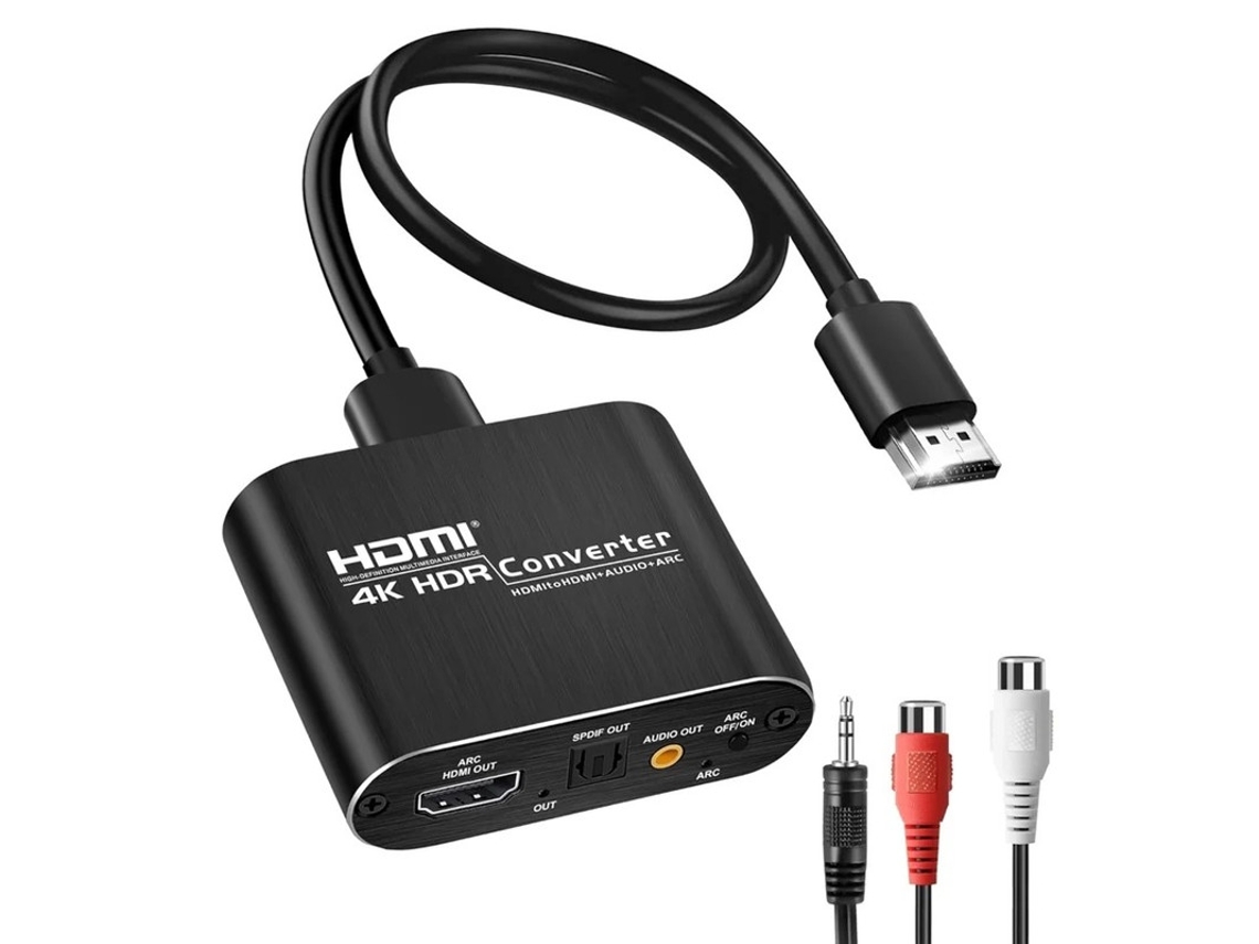 Extractor de audio HDMI 4K 60 Hz compatible con Toslink óptico, Spdif y salida auxiliar estéreo de 3,5 mm. 1080p Full HD, 3D para PS5 y Xbox Series X. Bestvite.