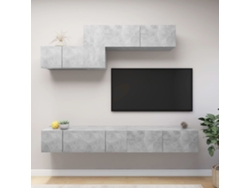 6 Pzs Pack de Muebles de Armario Tv Contrachapado Gris Cemento