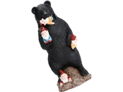 Estatua De Gnomo De Jardín Con Forma De Oso Negro, Hecha De Resina. Divertida Figura De Gnomo Comiendo Osos, Para
