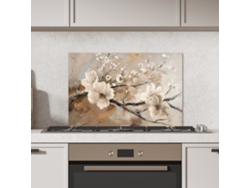 Panel Antisalpicaduras Cocina Flores - Abstracto - Pintado - Beige 70x50 Cm