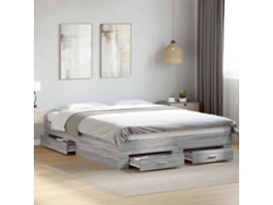Cama Con Cajones Madera Ingeniería Gris Sonoma 140x200 Cm