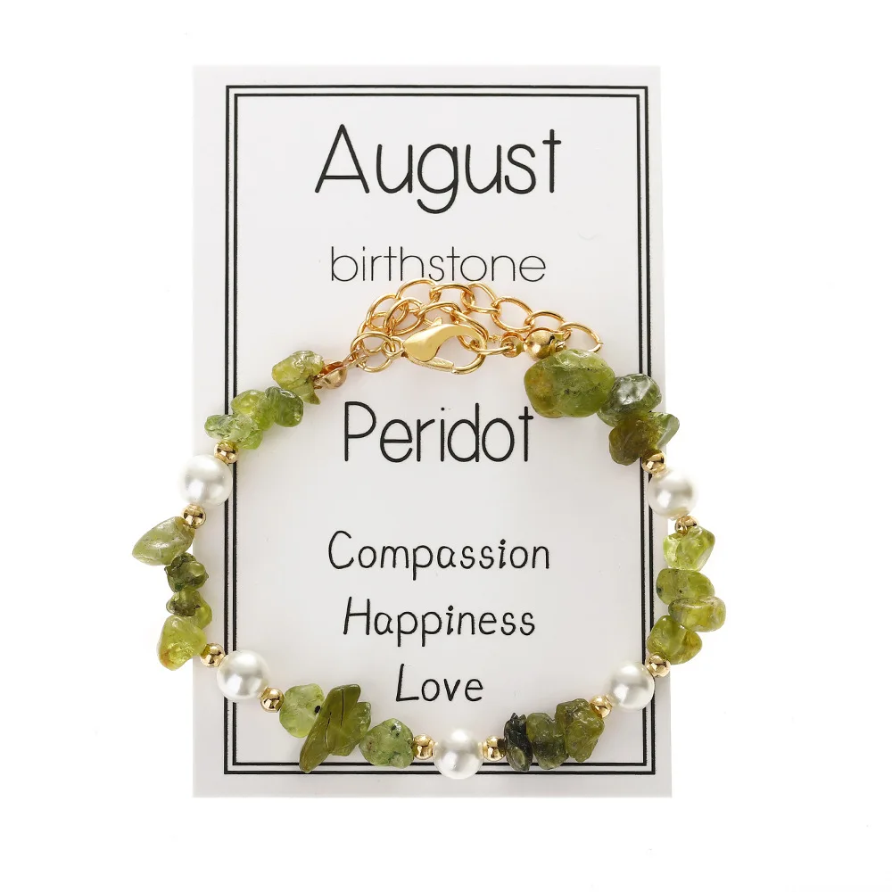 (agosto) Pulsera De Piedra Natural Para Mujer, Ajustable, Con Piedra De Nacimiento Mensual Y Signo Zodiacal.