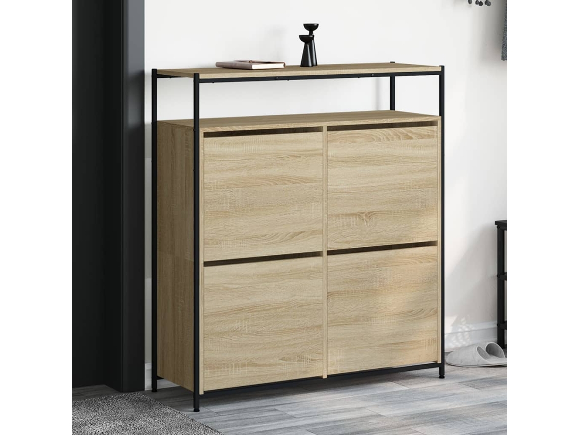 Mueble Zapatero | Armario Zapatero 4 Cajones Abatibles Roble Sonoma 100x34x112 Cm