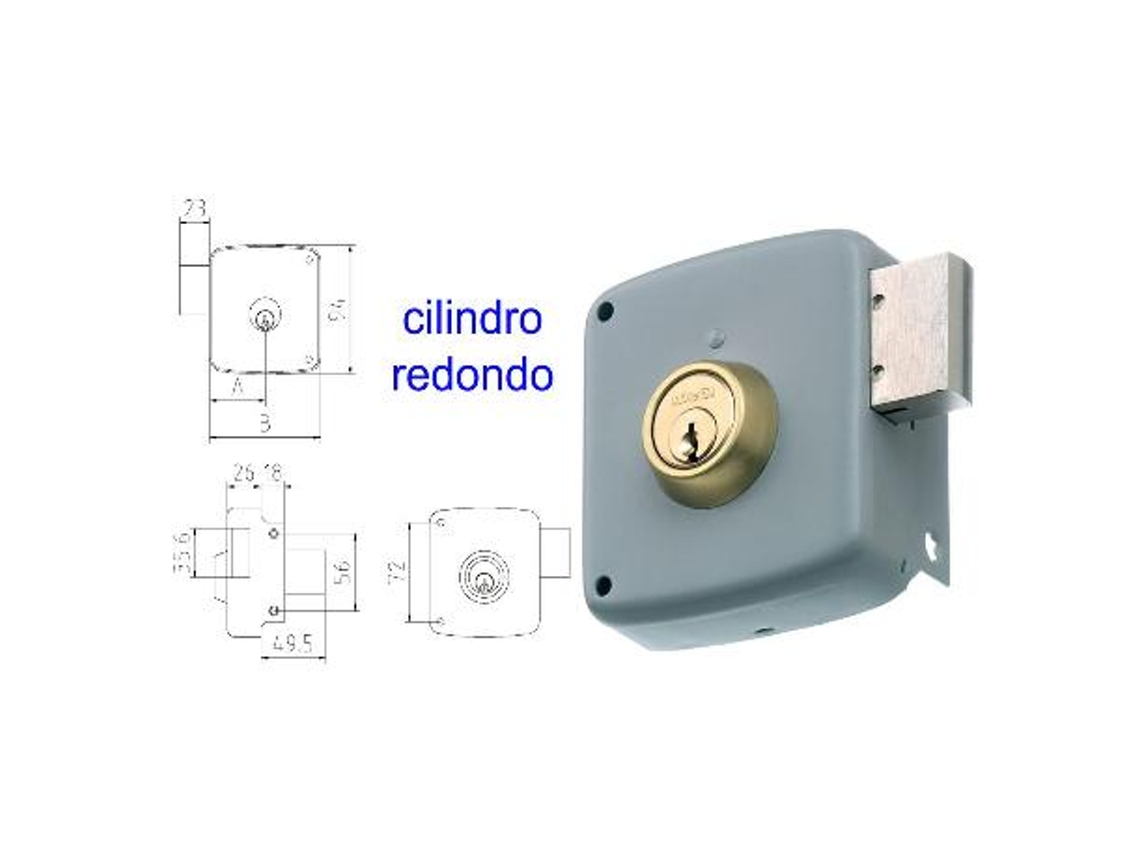 Mcm cerradura sobreponer 2524pr-  80-izqda pintada cilindro redo