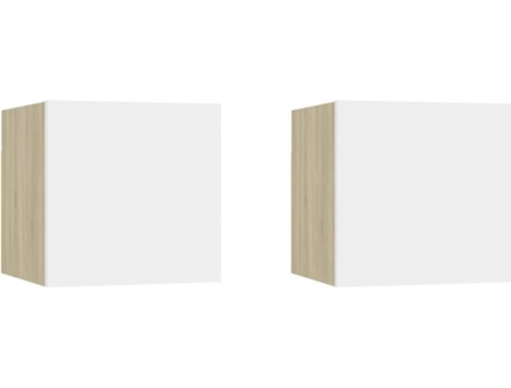 Conjunto 2 Mueble para la televisión VIDAXL Blanco Madera contrachapada (30.5x30x30 cm)