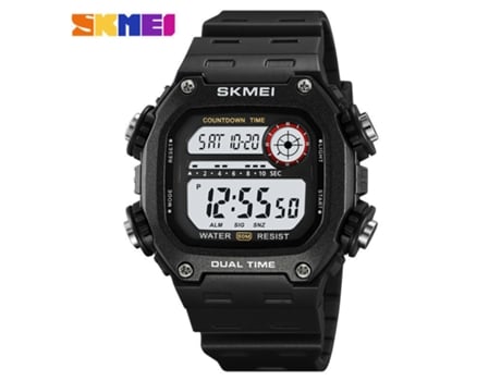 Reloj para Hombre Reloj Deportivo Digital LED Cronógrafo Impermeable Relojes de Pulsera Reloj Despertador-Máquina Blanca de Concha Negra LUUCOZK