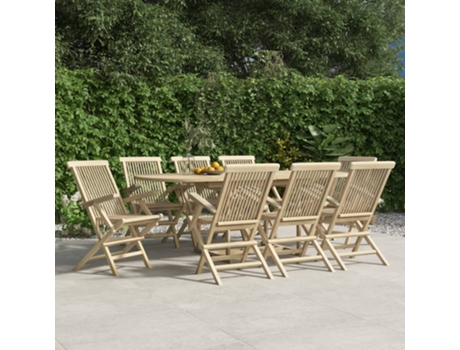 Conjunto 8 Silla De Jardín Plegable VIDAXL Gris Madera