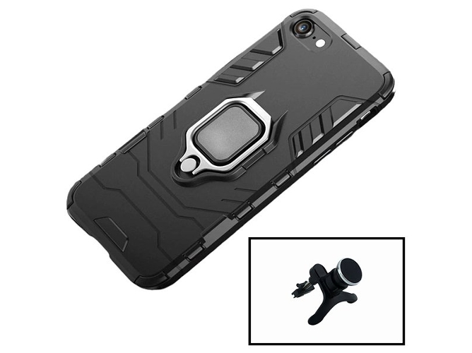 Kit Funda y Soporte Magnético Coche iPhone SE New 2020 3x1 Military Defender