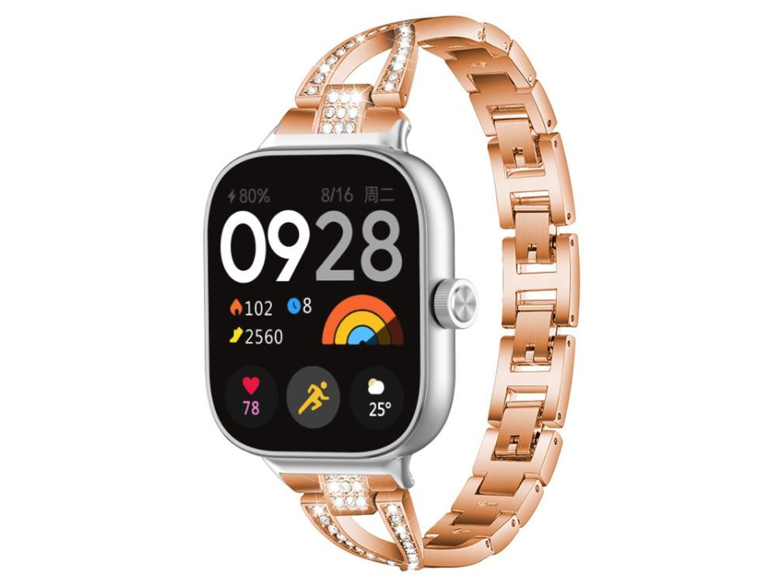 Pulseira Para Redmi Watch 6 / 5 / 4 - Metal - Diamante Em Formato De X - Fileira Única