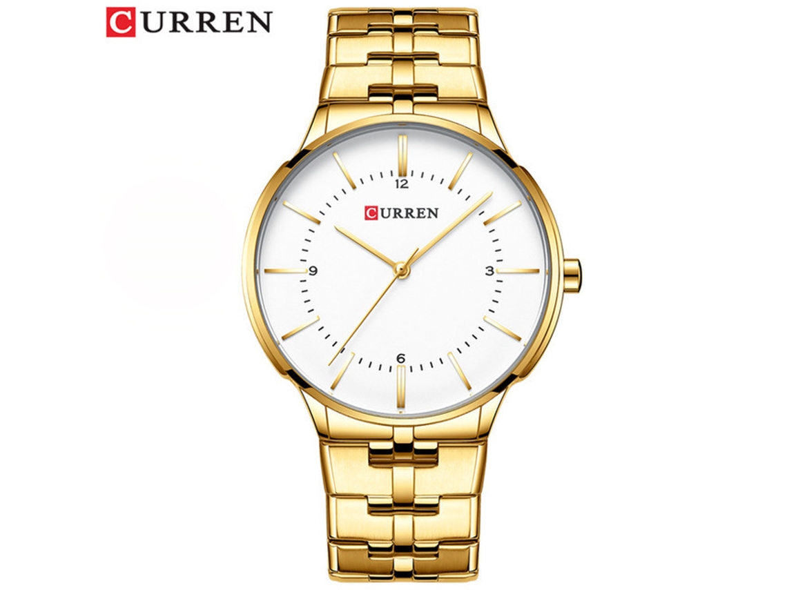 Reloj unisex de cuarzo resistente al agua (oro blanco), ultrafino, para hombres de negocios y con estilo.