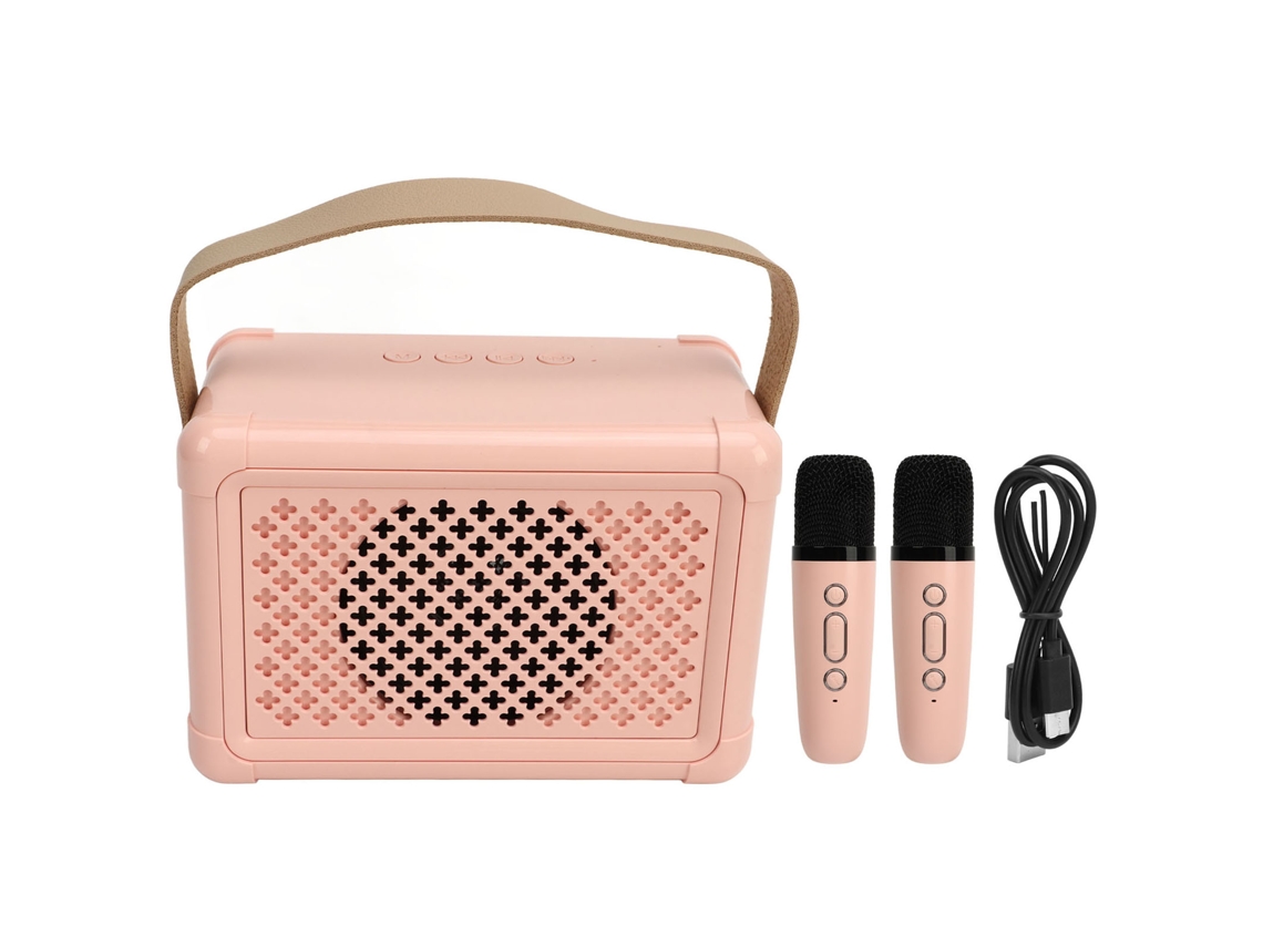 2026-máquina De Karaoke Mini Con 2 Micrófonos Inalámbricos Altavoz Bluetooth Portátil Para Fiesta En Casa Boda Camping Rosa