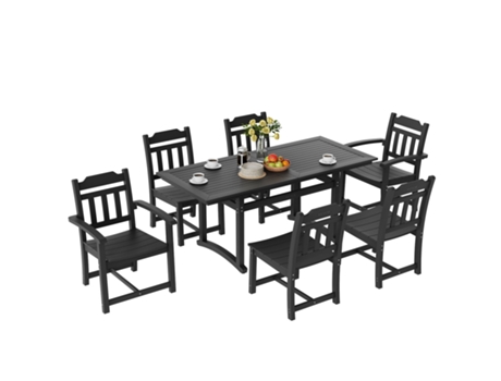 VEVOR Juego de comedor para patio al aire libre, 7 piezas, mesa y 6 sillas para patio trasero