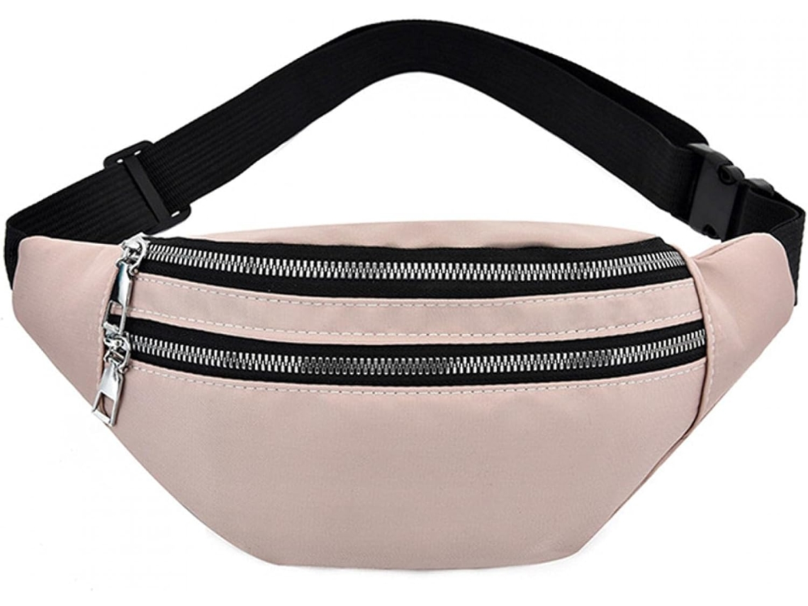 Riñonera Deportiva De Tela Oxford - Bolsa De Cintura Para Running - Rosa