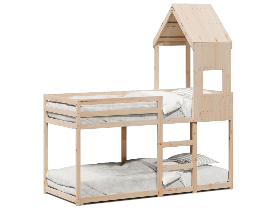 Litera Sin Colchón 90x190 Cm Madera Maciza De Pino Dkd Home Decor