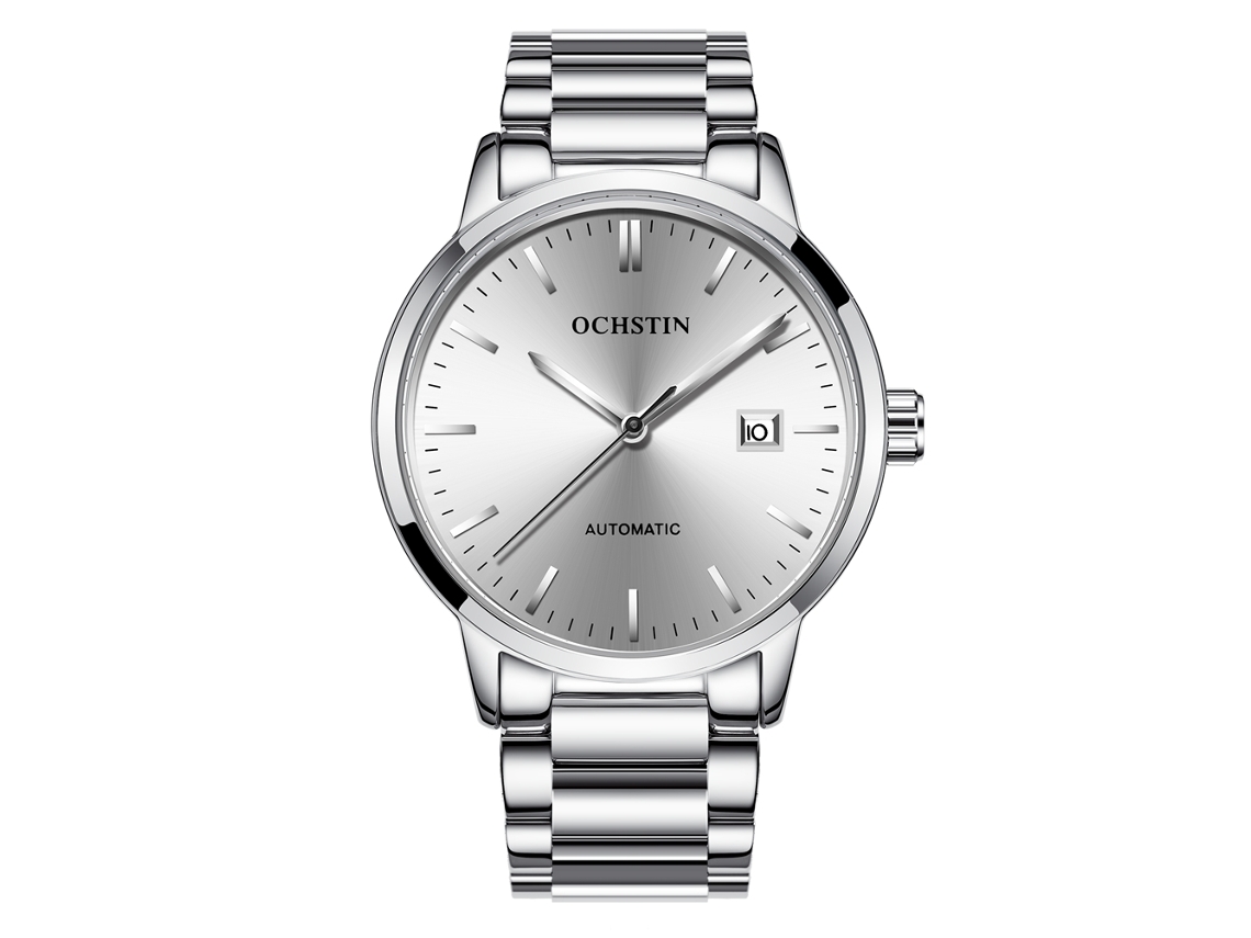 Reloj Automático Ochstin Acero Para Hombre Blanco Plata