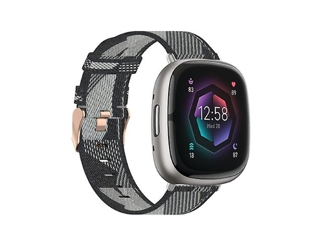 Pulsera para Fitbit Sense Correa de reloj de lona tejida de nailon gris VENISYMLIS
