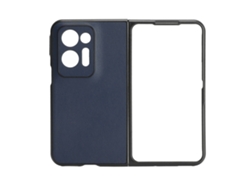 Capa De Telefone Protectora Anti-choque Em Couro Genuíno Slim Para Find N2 Azul