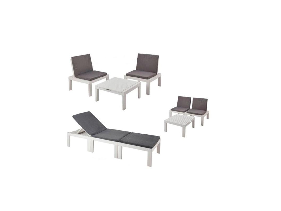 Mesa Baja 2 Sillones/tumbona Duetto Blanca Conjunto