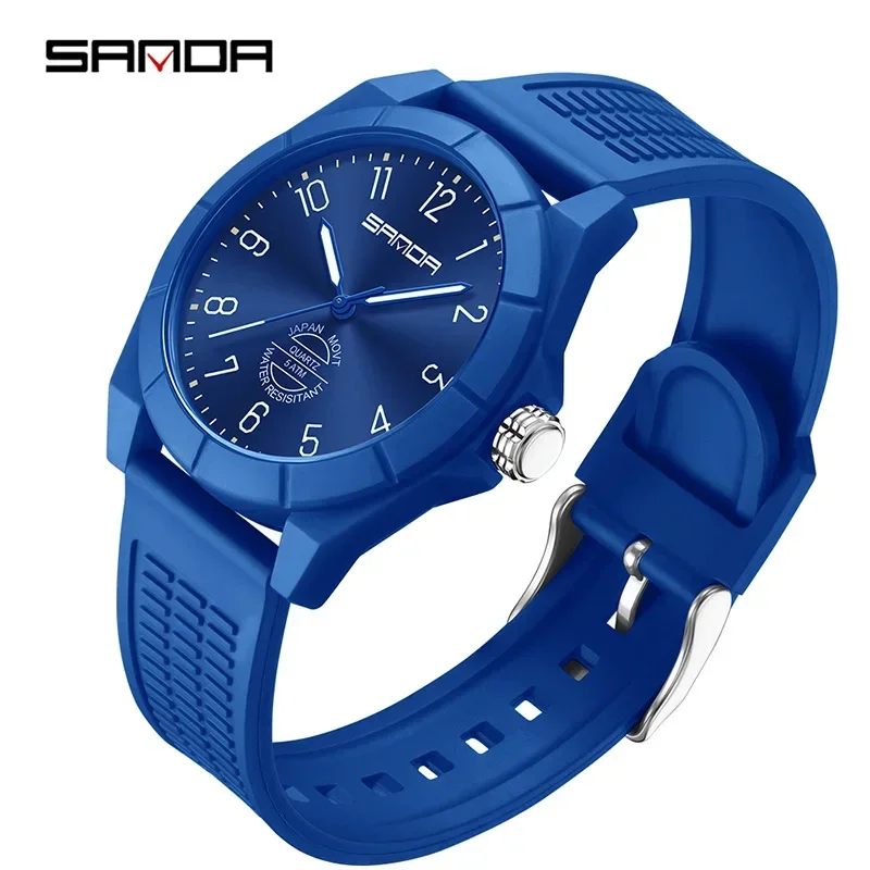 Reloj Deportivo De Cuarzo Resistente Al Agua (azul), Reloj De Cuarzo Sencillo Con Correa De Silicona, Multifuncional.