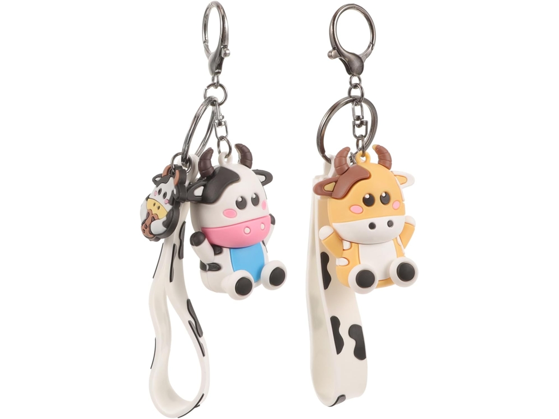 Llaveros De Pareja De Vacas De Dibujos Animados, De Aleación Y Pvc, Bonitos Accesorios Para Colgar En El Bolso.