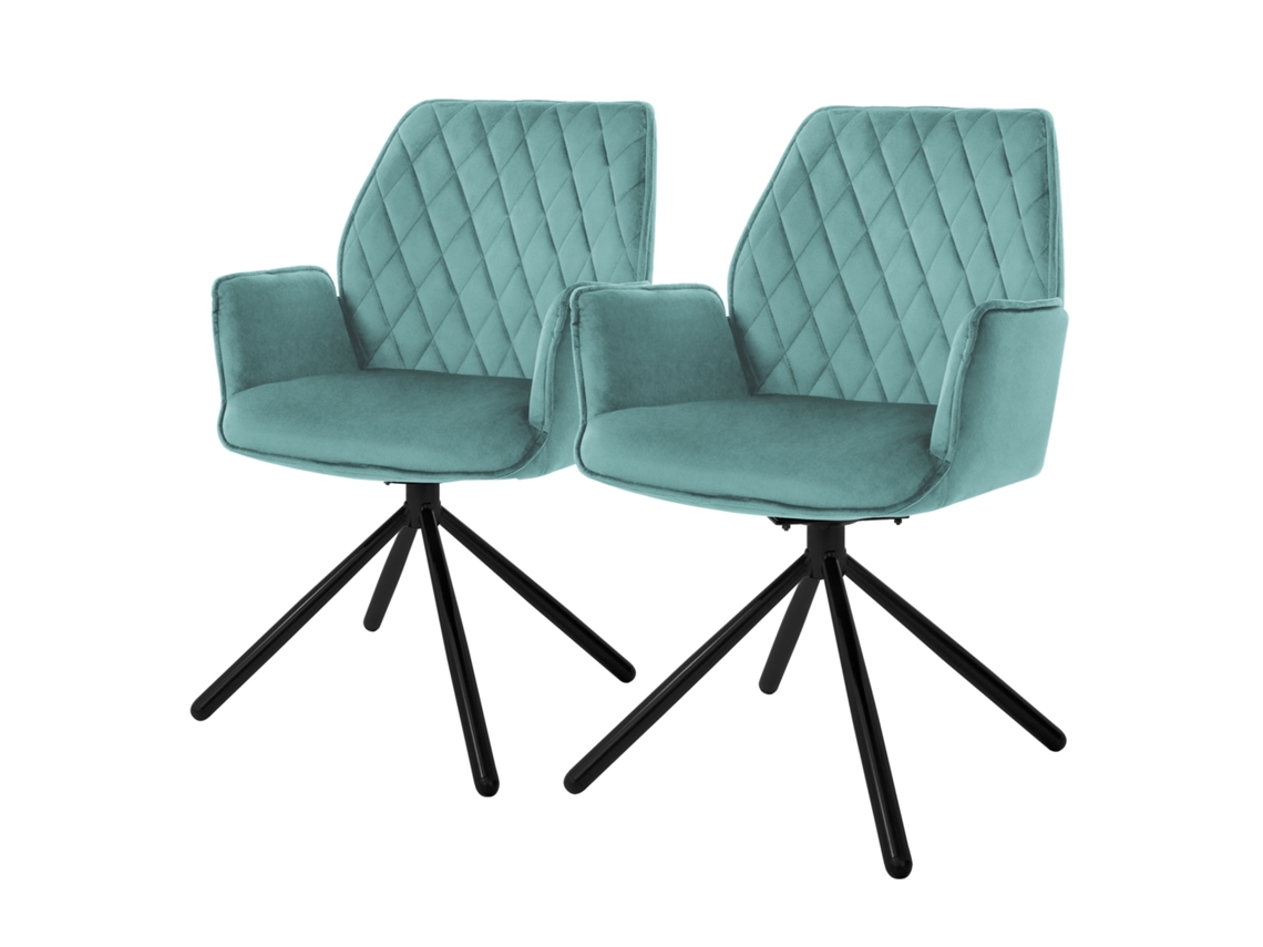 Conjunto de 2X Cadeiras de Jantar ML-DESIGN em Veludo Verde Sage com Assento Giratório Ergonómico