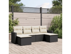 Conjunto de sofás de jardín de 6 piezas DKD Home Decor con cojines de mimbre negros