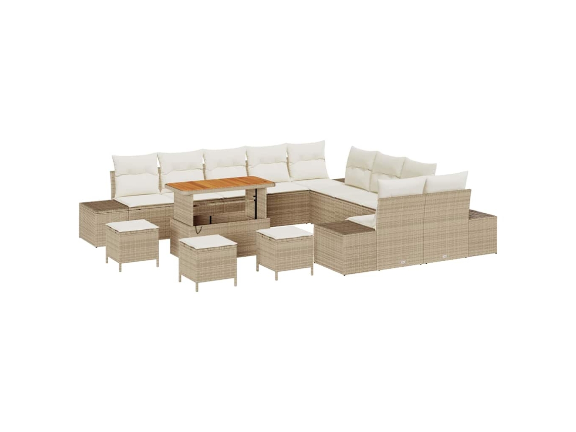 Maison Exclusive - Conjunto De Sofás De Jardín Con Cojín 14 Pcs Beige Poliratán