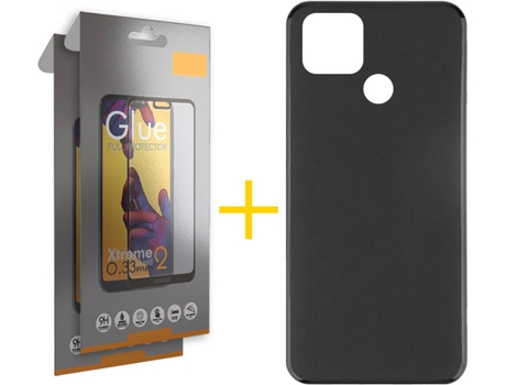 Kit Funda + 2 Protectores de Pantalla Oppo A15 SKYHE Full Liso (Negro)
