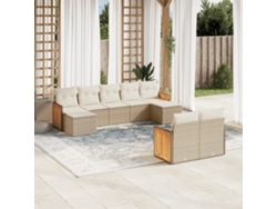 Conjunto de sofá de jardín de 9 piezas con cojines, mimbre sintético beige, Dkd Home Decor