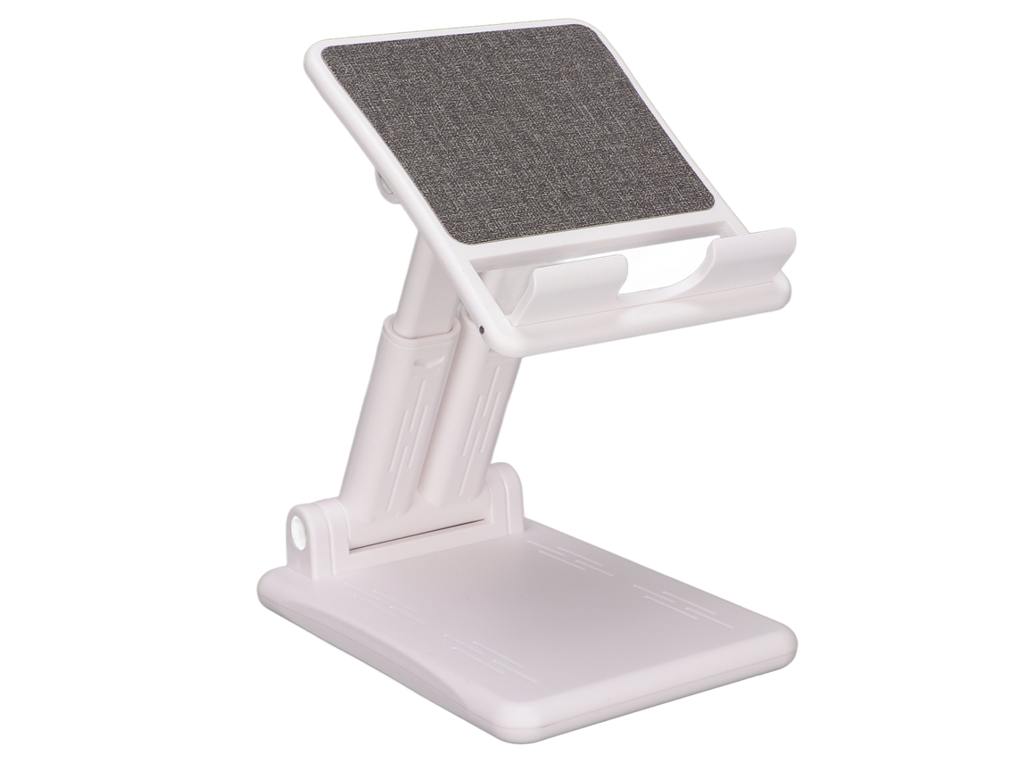 Soporte De Mesa Plegable Con Altura Y Ángulo Ajustables Para Teléfonos Móviles Y Tabletas, Color Blanco, Hasta 12,9 Pulgadas.