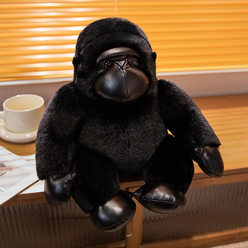 Mono y gorila gigantes de peluche, esculpidos como animales de un parque de vida silvestre. MDUG (negro, 50 cm)