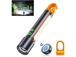 Linterna Led Magnética Recargable, Luz Cob Con 9 Modos, Zoom Y Gancho Para Camping Y Emergencias (negro)