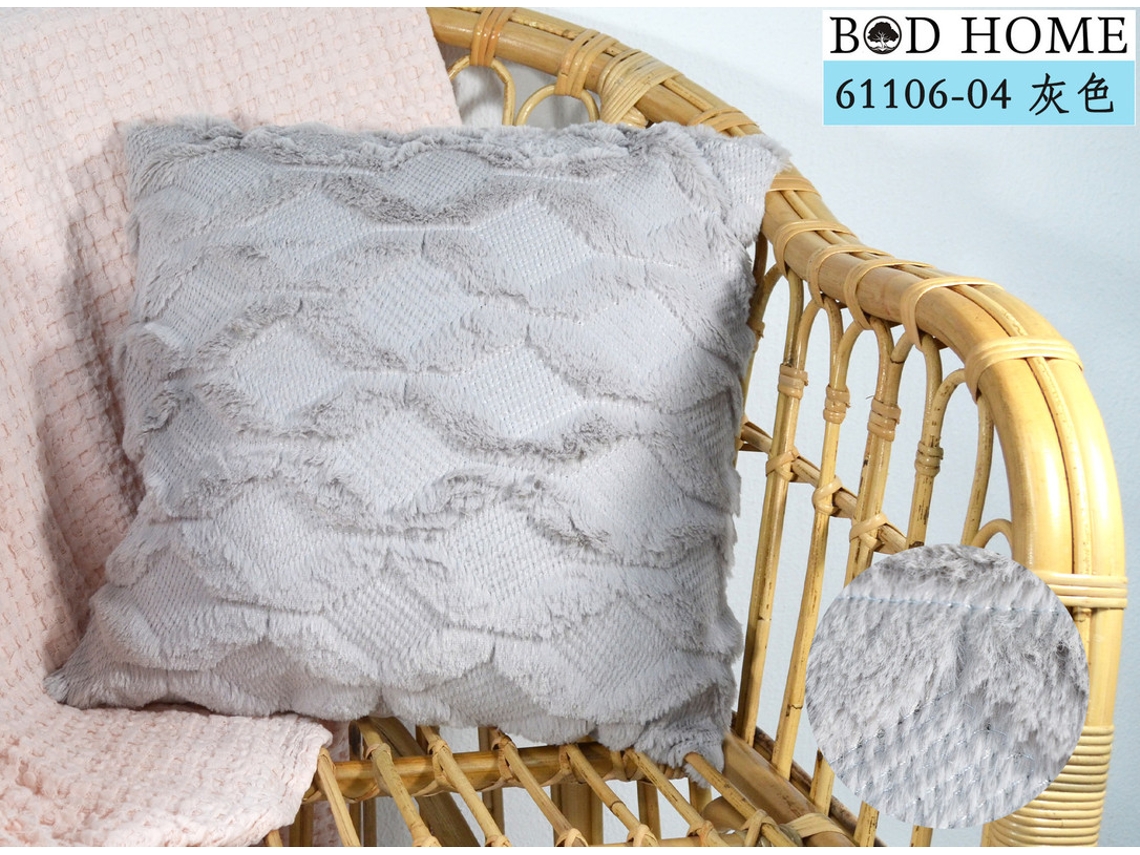 Almofada Lisa Com Veludo Curto Cinzento 45*45cm BOD HOME