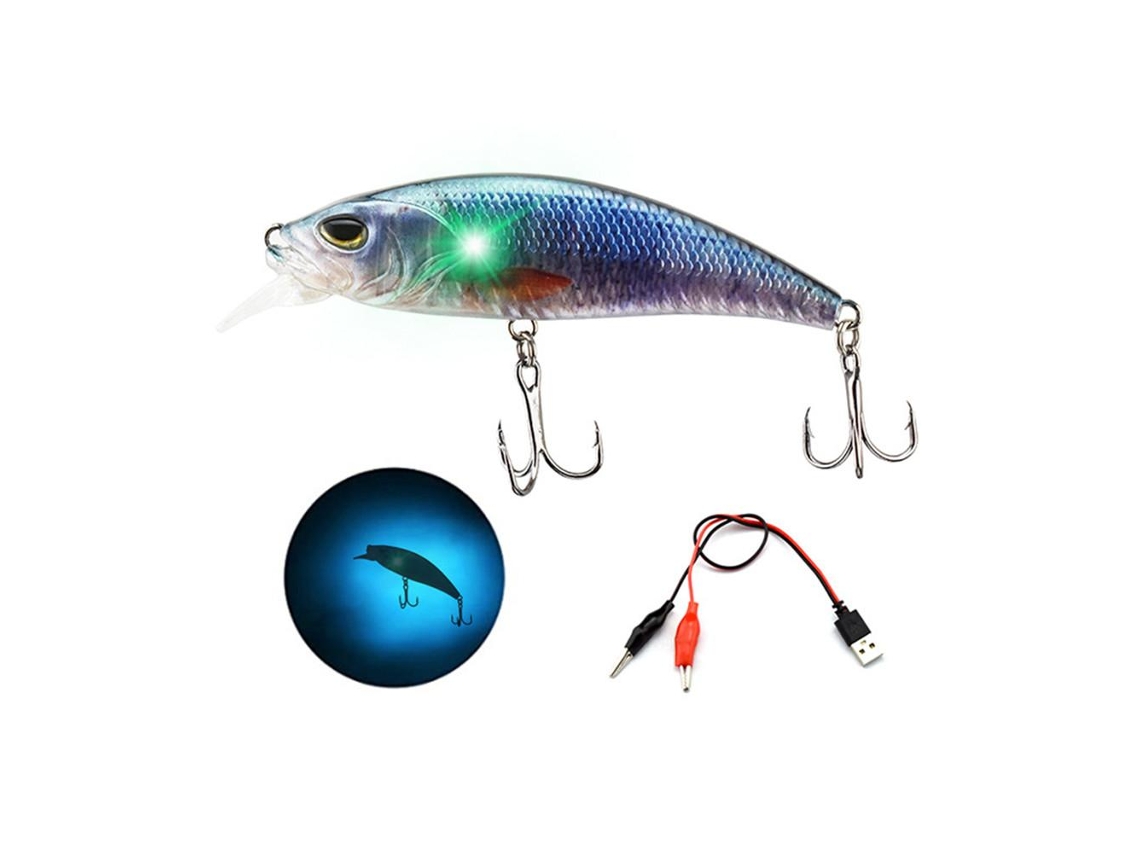 Señuelo De Pesca Recargable Con Luz Led Y Triple Anzuelo Para Peces De Agua Dulce Y Salada.