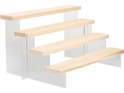 Estantería De Almacenamiento De 4 Niveles De Madera Y Acrílico, Soporte Robusto Y Pulido Para Figuras.