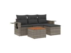 Maison Exclusive - Conjunto de sofá de jardín de 5 piezas con cojines de mimbre y patas grises