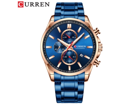 Relojes para hombre, relojes analógicos de acero inoxidable resistentes al agua, reloj cronógrafo con fecha para hombre, carcasa rosa, azul LUUCOZK
