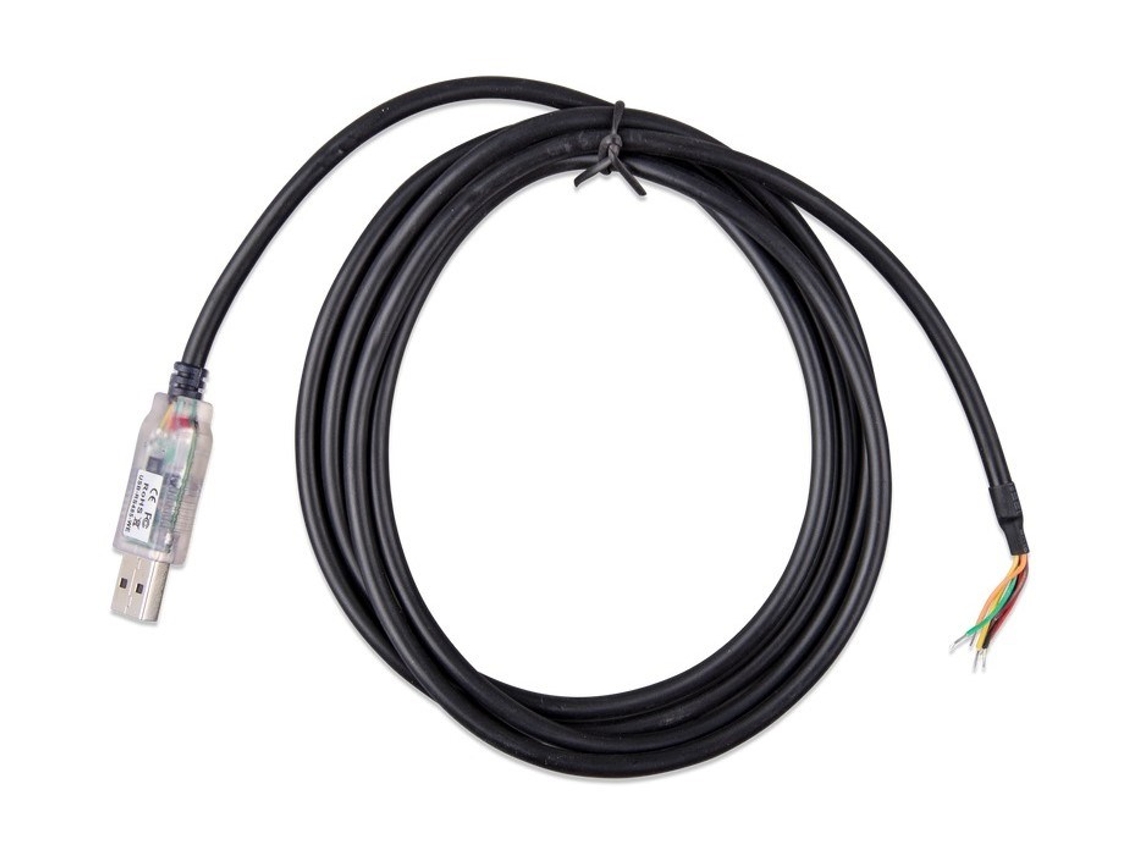 Cable de interfaz RS485 a USB de Victron Energy, 1,8 m, color negro (ass030572018)