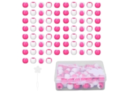 Conjunto De 74 Contas De Cabelo Vermelho-rosa Para Tranças E Artesanato De Jóias