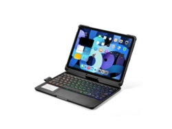 Funda con teclado Bluetooth Fwinl para iPad Air 11 M3 (2025) con retroiluminación y rotación de 360°, en portugués, color negro
