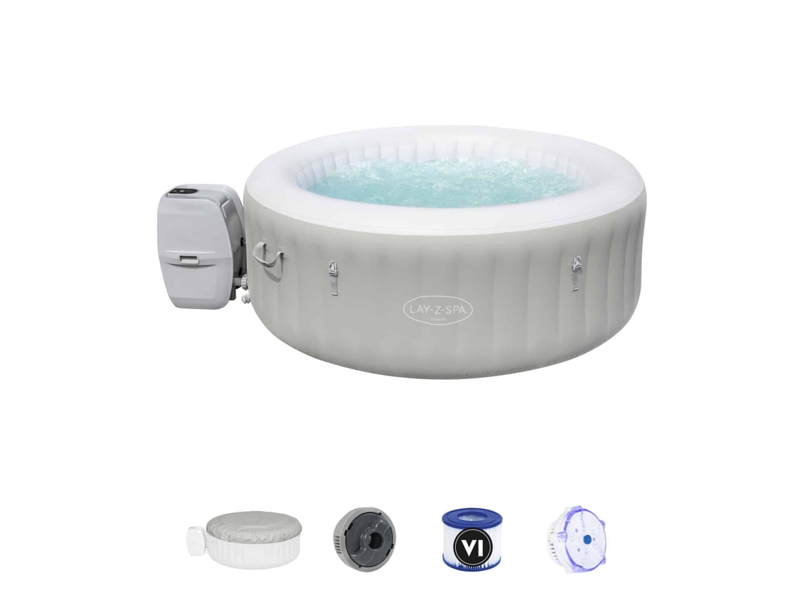 Lay-Z-Spa Tahiti 180 Spa Spangable de 66 cm para 2-4 personas con luz LED Airjet y manta