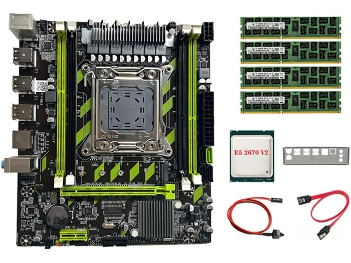 Placa Base X79g Lga2011 + Cpu E5 2670 V2 + 4x4gb De Ram Ddr3 + Cable Sata + Cable