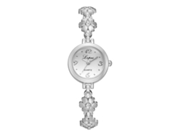 Reloj De Pulsera Lvpai Para Mujer Con Brazalete De Aleación Con Forma De Flor Y Diamantes De Imitación, Esfera Blanca Plateada.